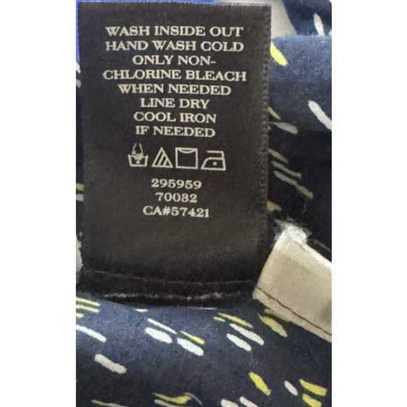 Ann Taylor Silk Cotton Button Front Small Blouse Black Print - Picture 7 of 7